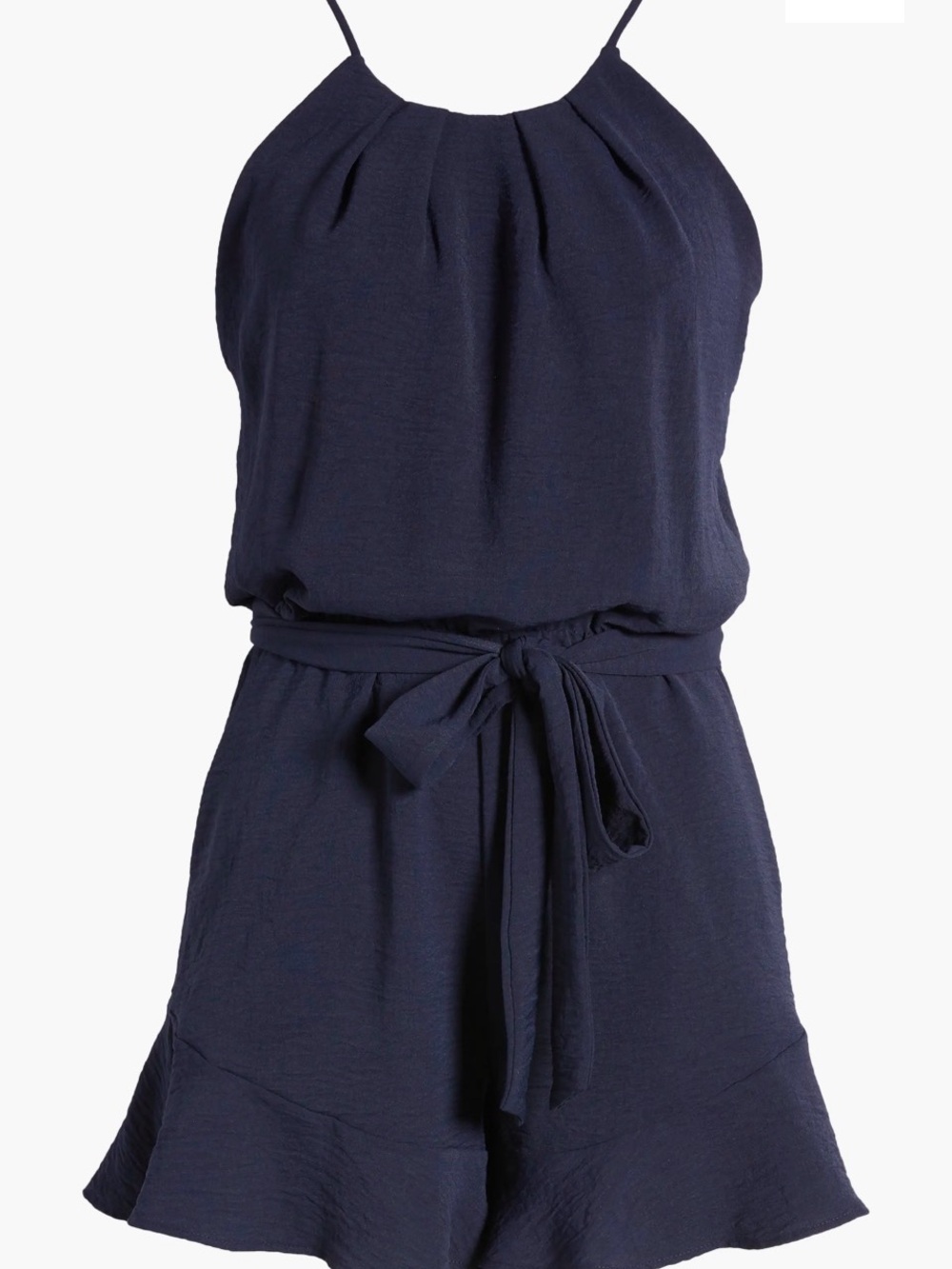 Nordstrom Navy Sleeveless Tie-Waist Romper with Drawstring